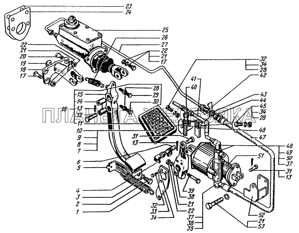 Привод управления сцеплением КрАЗ-6322 (шасси)