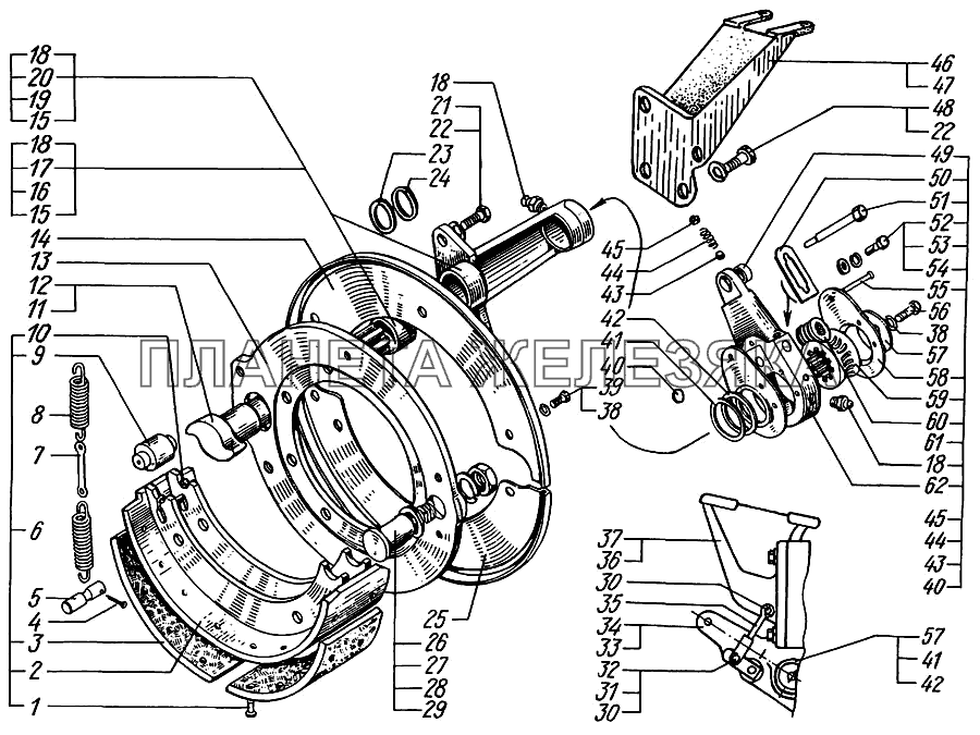 Механизмы тормозные передние КрАЗ-6322 (шасси)