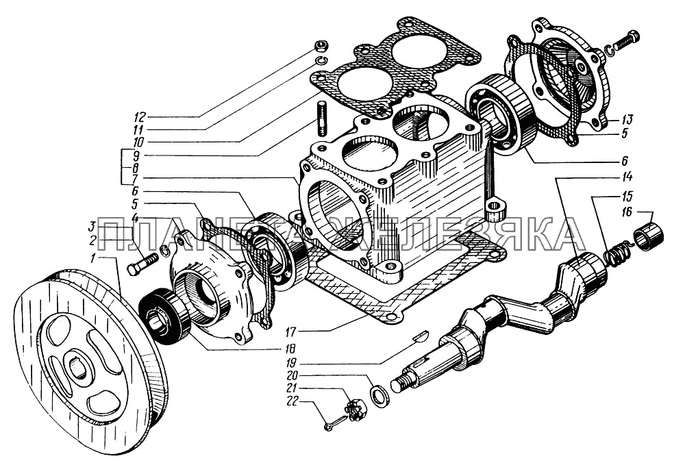 Картер и вал коленчатый компрессора КрАЗ-6322 (шасси)