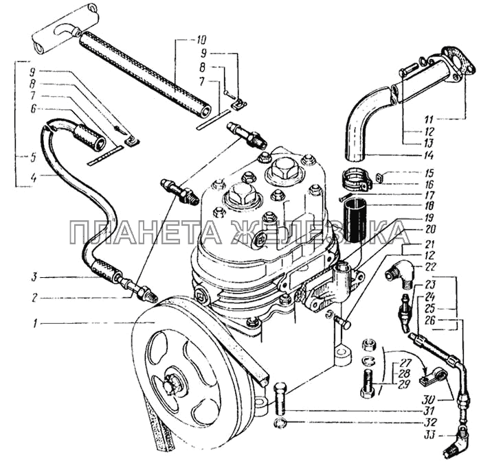 Установка и привод компрессора КрАЗ-6443