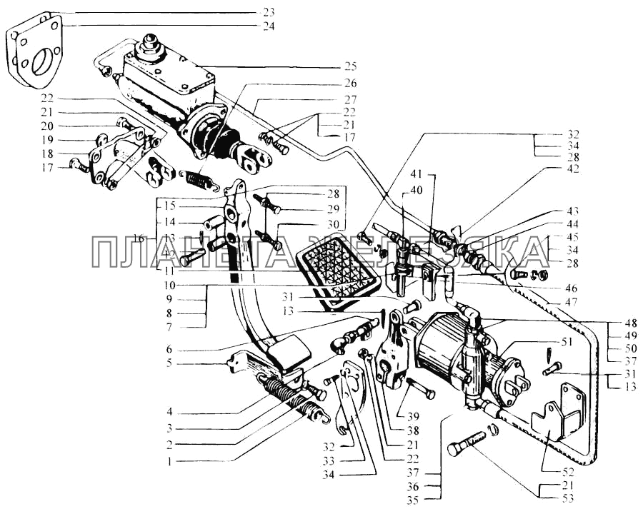 Привод управления сцеплением (с 2000 г) КрАЗ-6443 (каталог 2004 г)