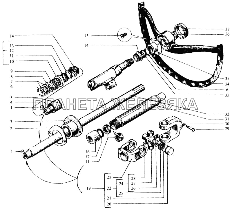 Рулевая колонка с колесом КрАЗ-6443 (каталог 2004 г)