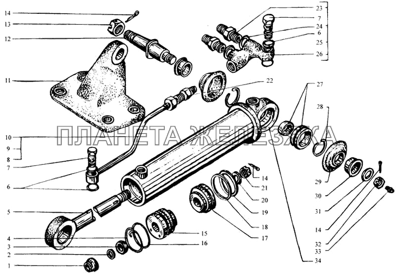 Цилиндр силовой КрАЗ-6443 (каталог 2004 г)