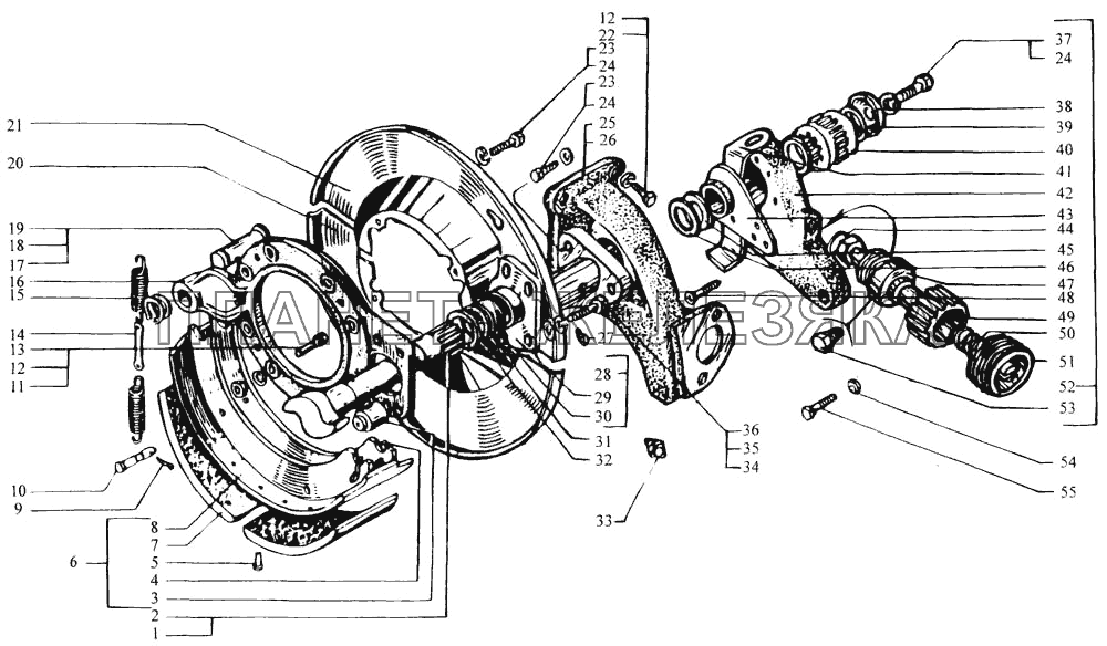 Механизмы тормозные задние КрАЗ-6443 (каталог 2004 г)