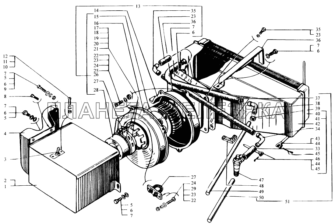 Отопитель кабины дополнительный и шланги КрАЗ-6443 (каталог 2004 г)