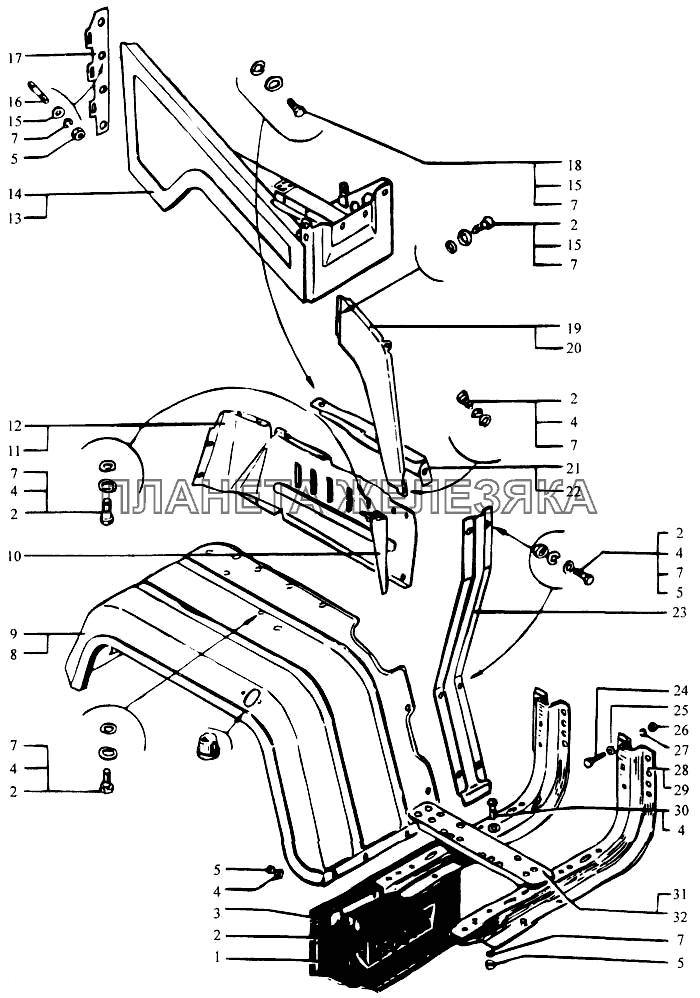 Крыло переднее. Подножки КрАЗ-6443 (каталог 2004 г)