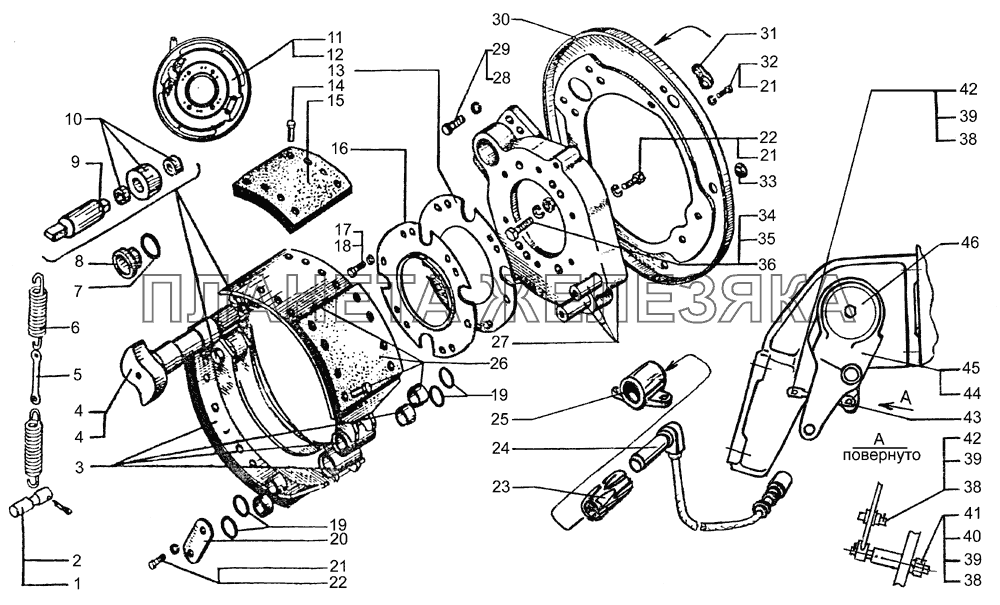 Механизм тормозной переднего колеса КрАЗ-65053-02