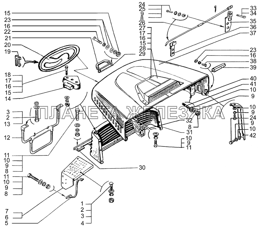 Облицовка радиатора и капот КрАЗ-65055-02