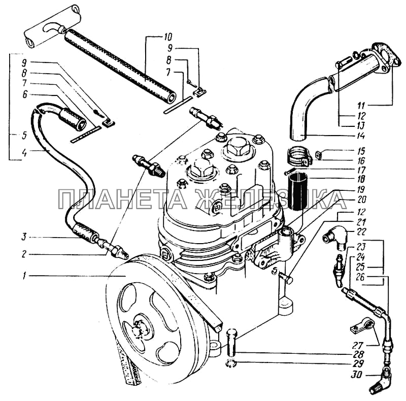 Установка и привод компрессора КрАЗ-65055