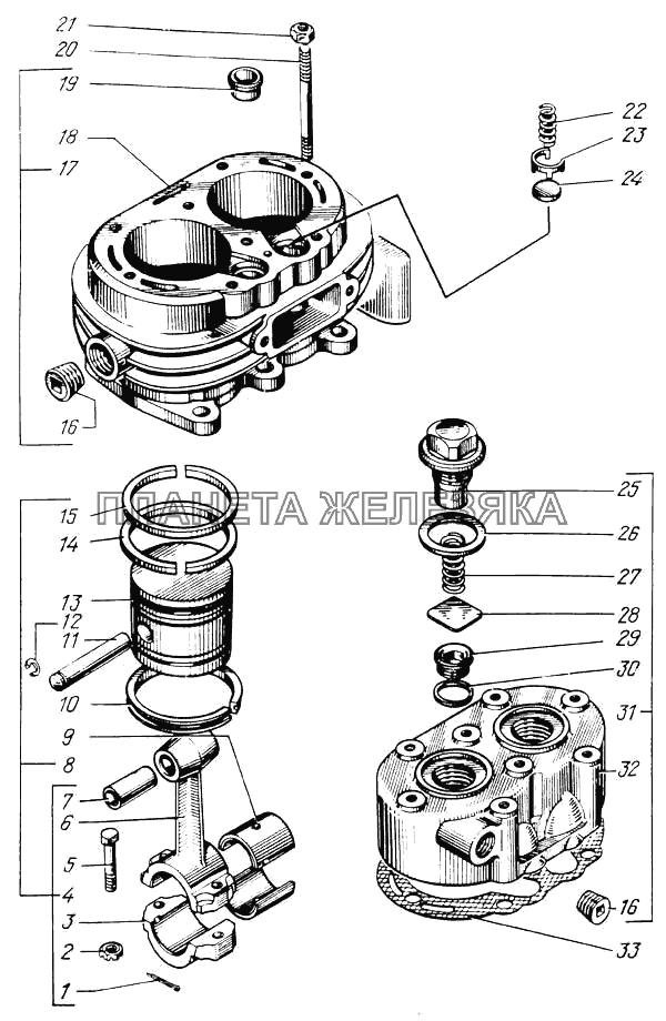 Головка и блок цилиндров компрессора КрАЗ-65055