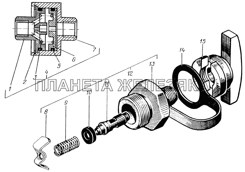 Клапан контрольного вывода и клапан обрыва КрАЗ-65055