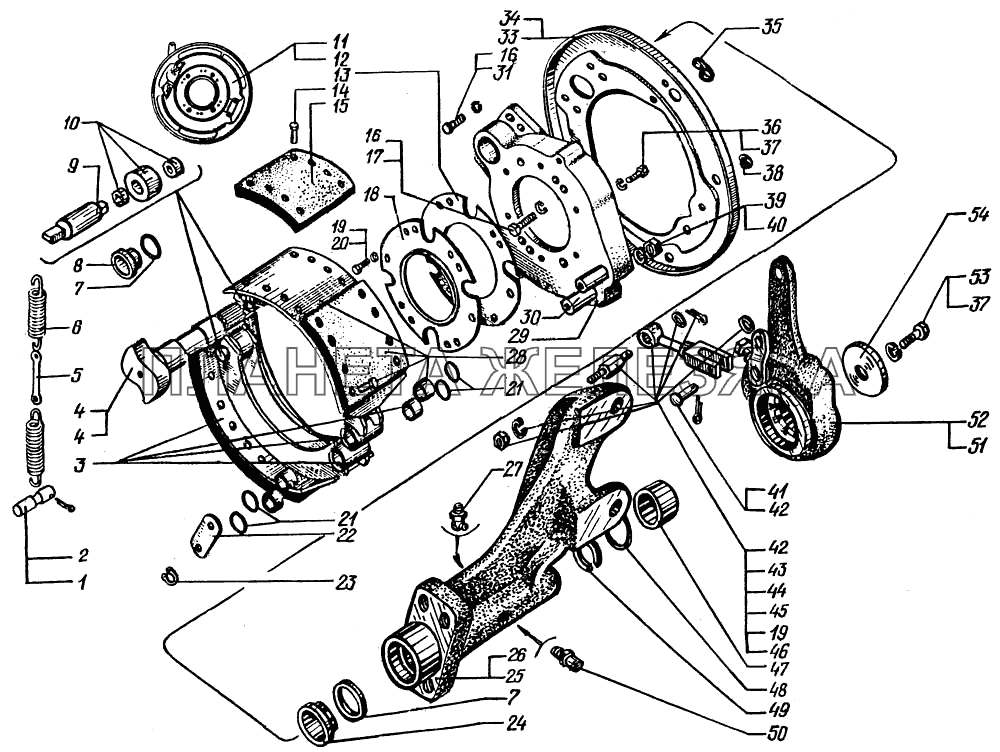 Механизм тормозной переднего колеса - после 2000 г КрАЗ-65055