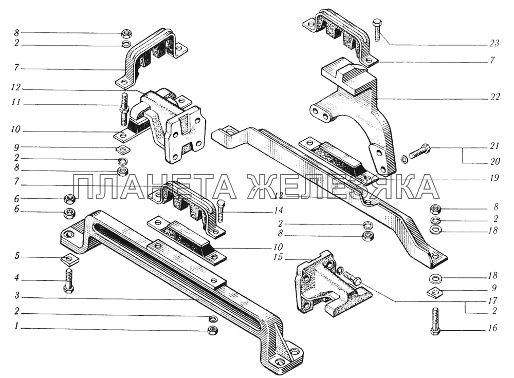 Крепление силового агрегата КРАЗ. КрАЗ-6510