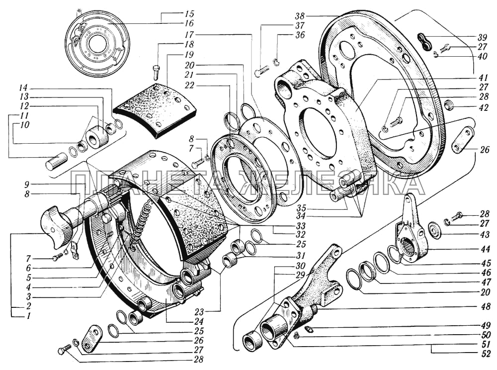 Тормозной механизм переднего колеса КрАЗ-6510