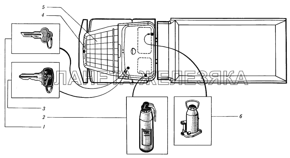 Размещение спецпринадлежностей КрАЗ-6510