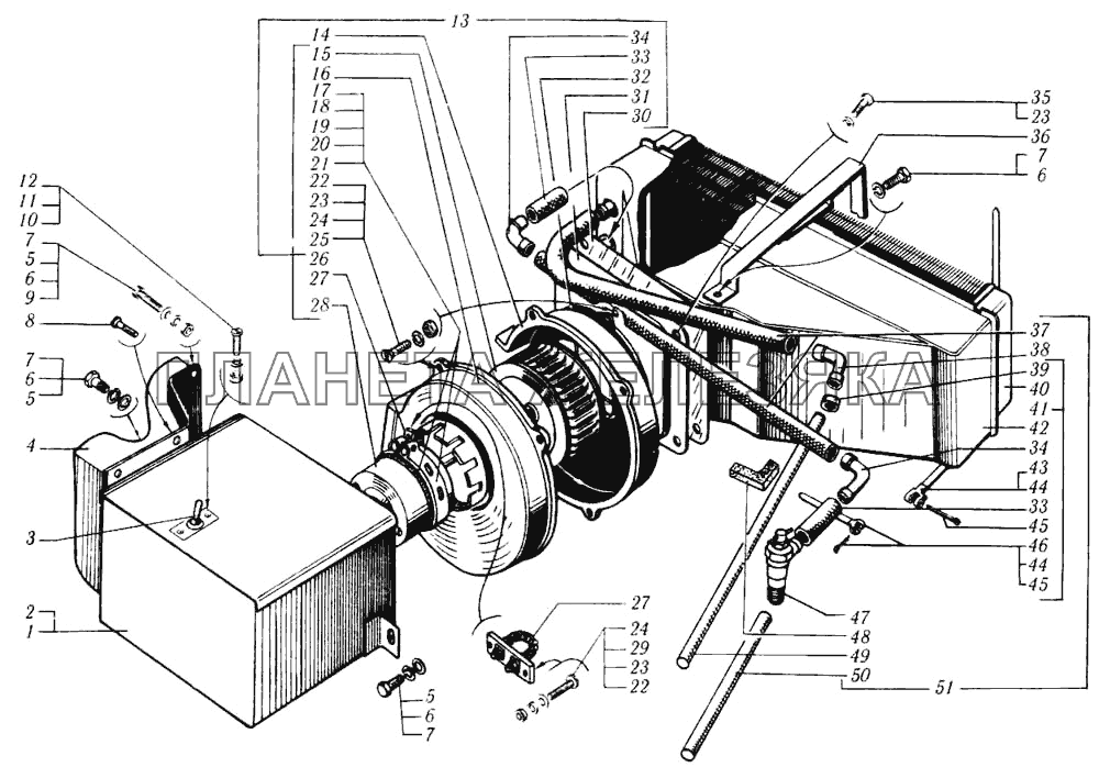 Отопитель кабины дополнительный и шланги КрАЗ-6510