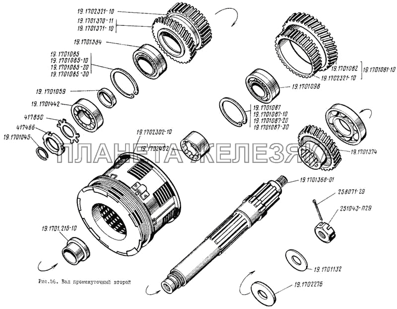 Вал промежуточный второй ЛиАЗ 5256