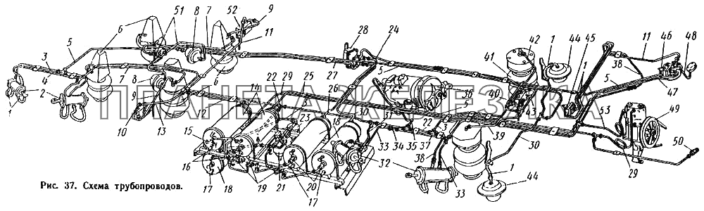 Схема трубопроводов ЛиАЗ 677