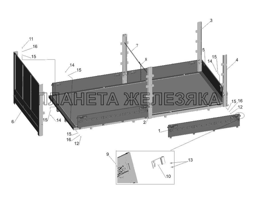 Установка бортов и стоек МАЗ-437030 (Зубренок)