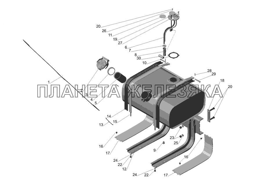 Крепление топливного бака МАЗ-437030 (Зубренок)
