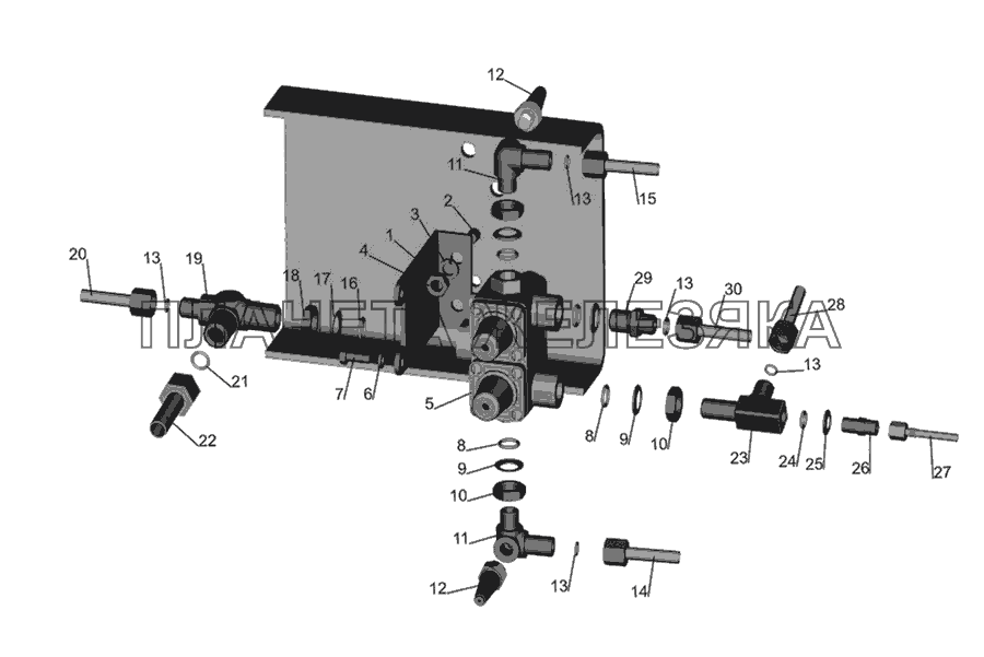 Крепление четырехконтурного клапана МАЗ-437030 (Зубренок)
