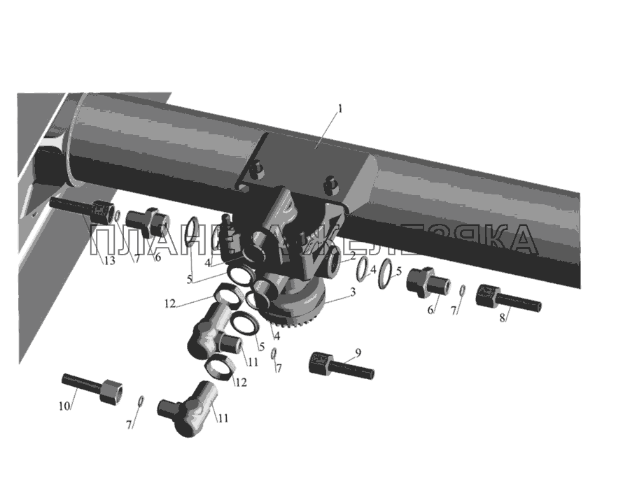 Установка ускорительного клапана и присоединительной арматуры МАЗ-437030 (Зубренок)