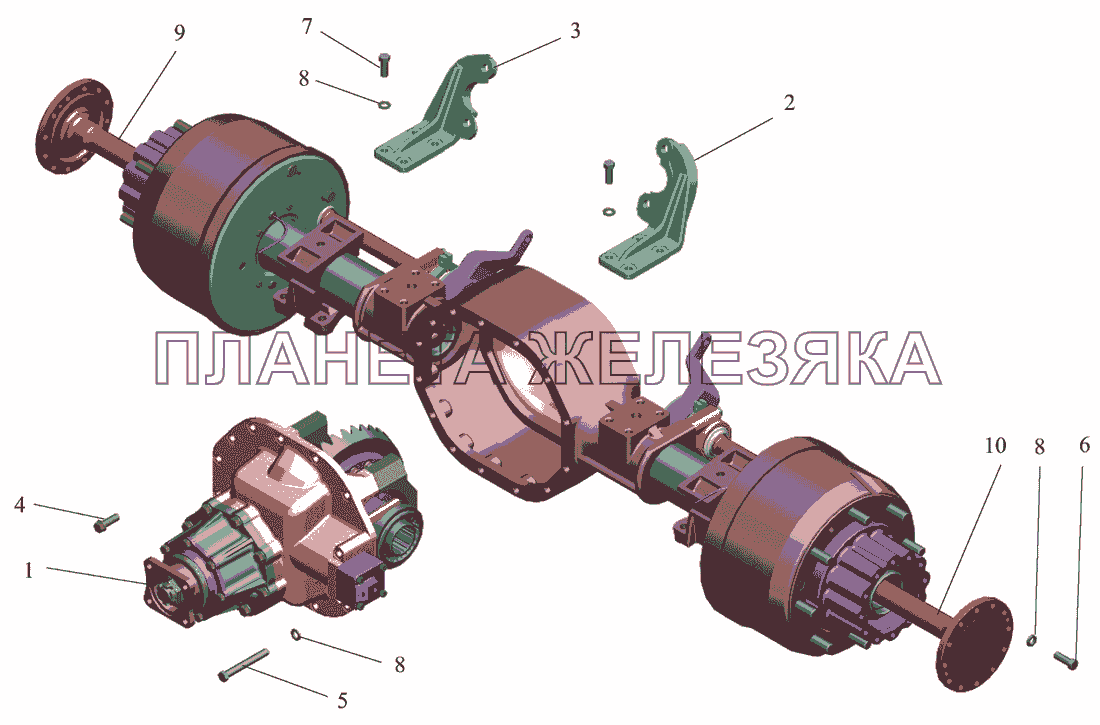 Мост задний. Установка редуктора МАЗ-437040 (Зубренок)