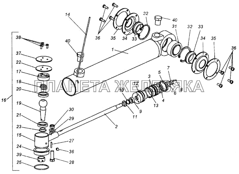 Силовой цилиндр гидроусилителя рулевого управления МАЗ-437040 (Зубренок)