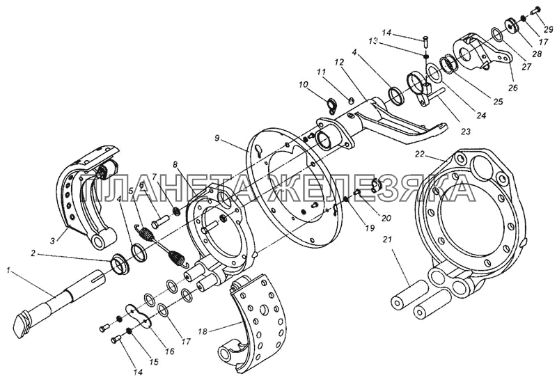 Тормозной механизм передней оси МАЗ-437040 (Зубренок)