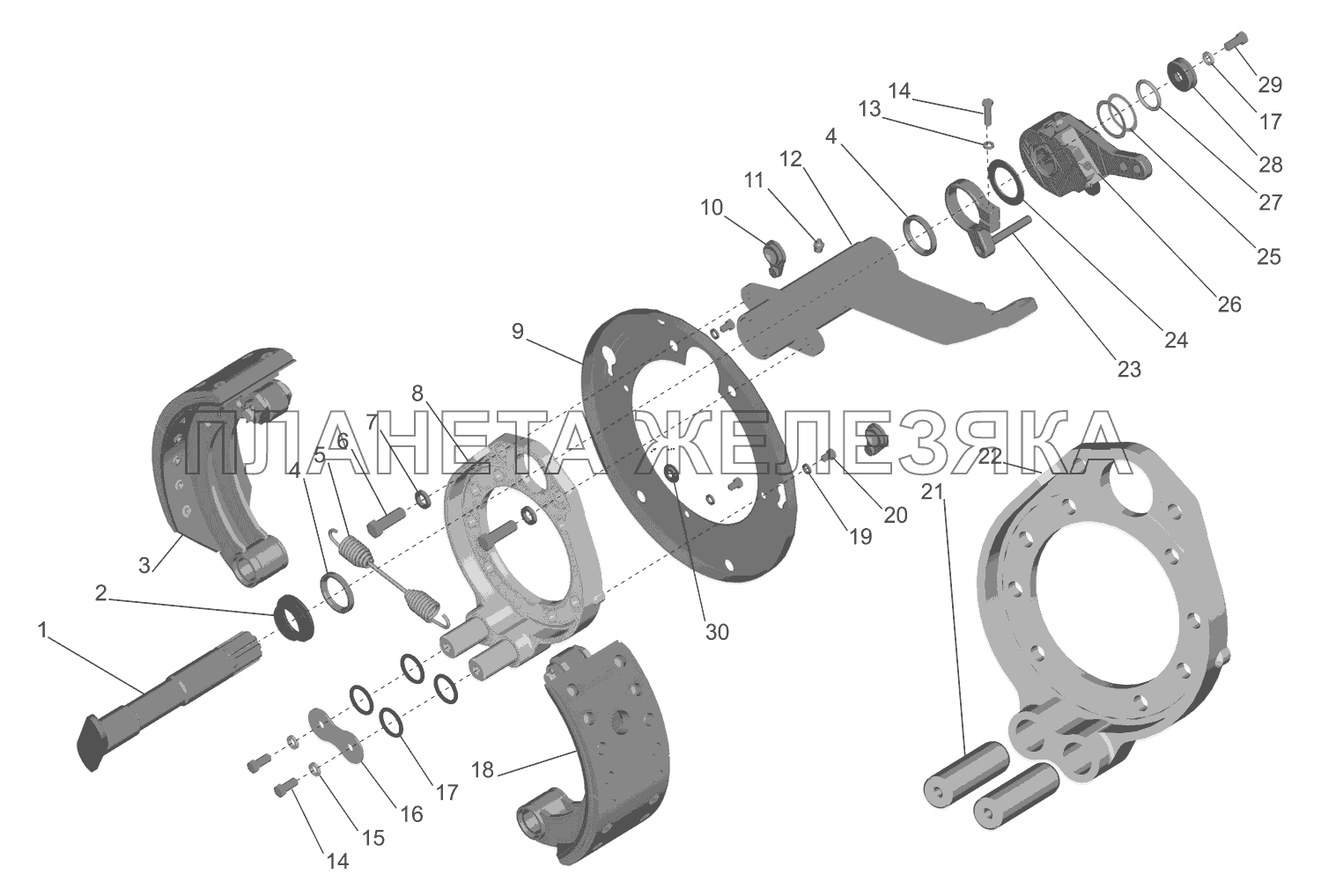 Тормозной механизм передней оси МАЗ-437041 (Зубренок)