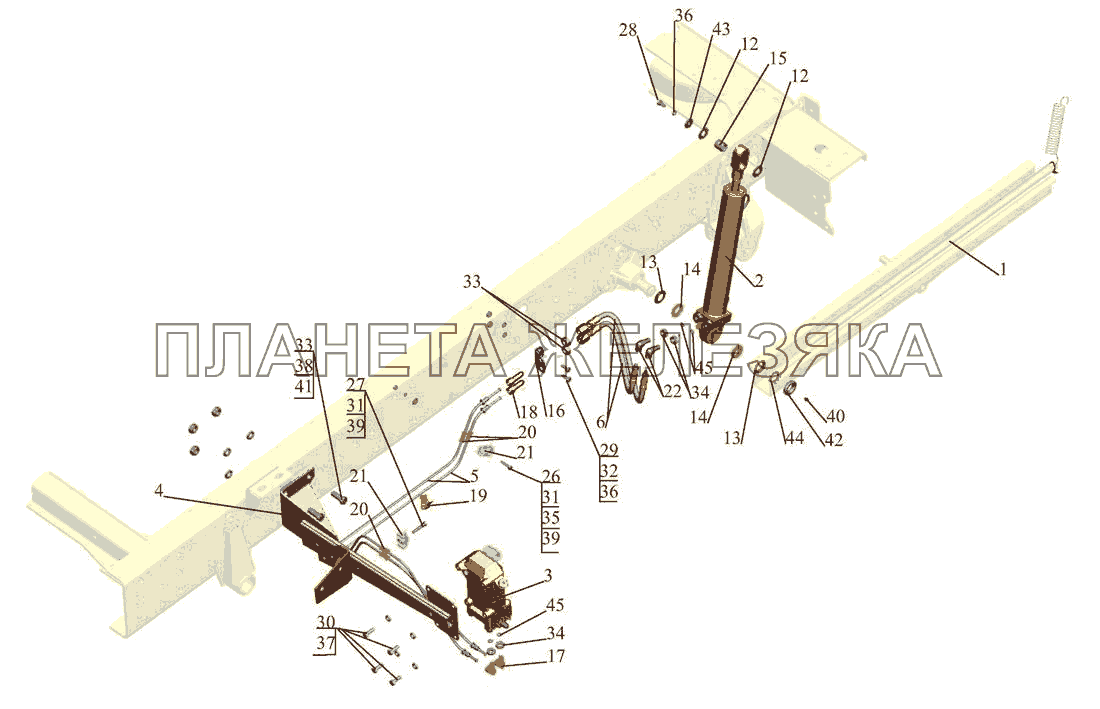 Установка механизма подъема кабины 4370-5000040-010 МАЗ-437043 (Зубренок)