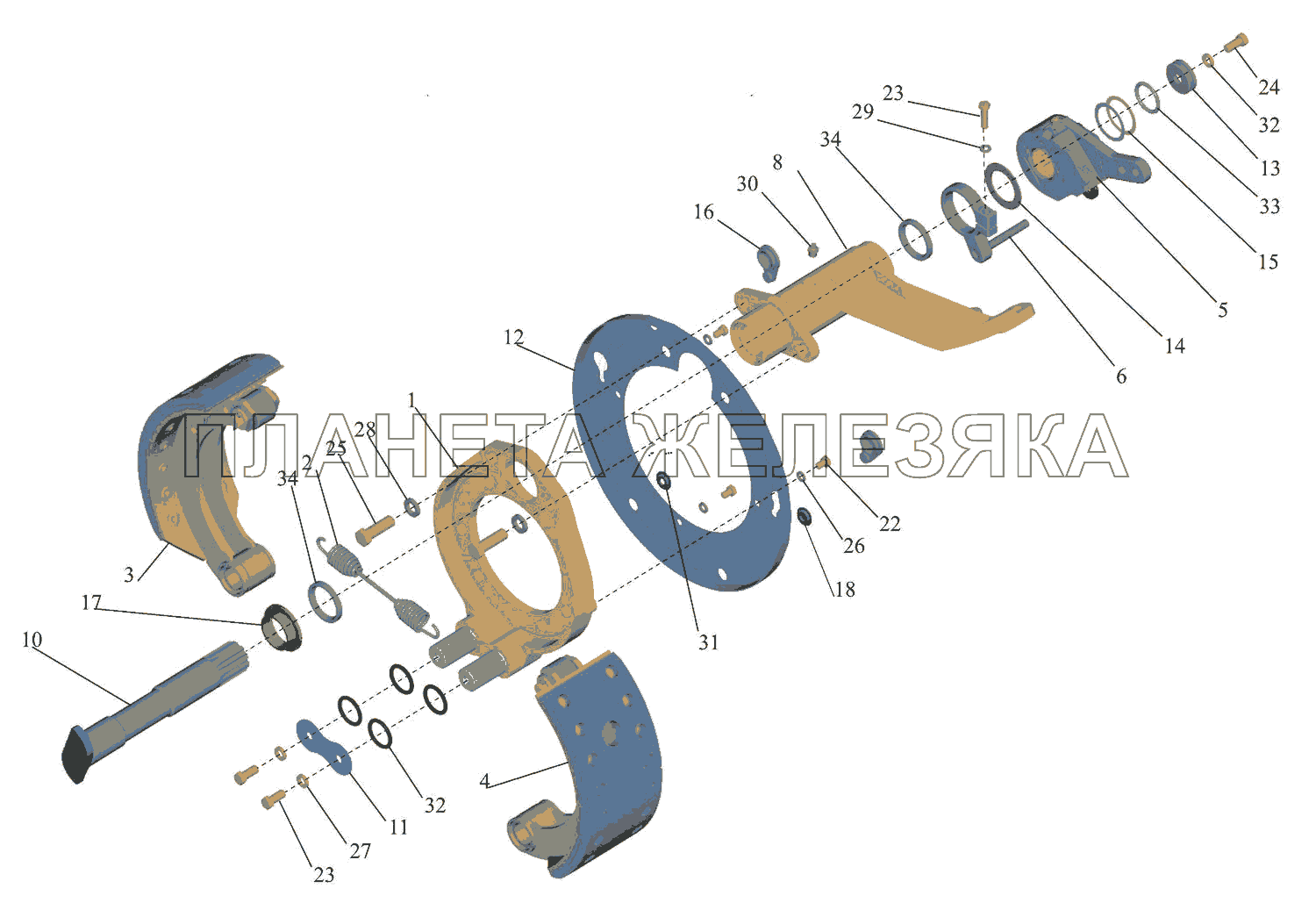 Тормоз передний (4370-3501004,4370-3501005) МАЗ-437043 (Зубренок)