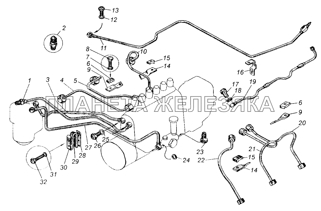 Топливные трубопроводы двигателя ЯМЗ-236 МАЗ-504В