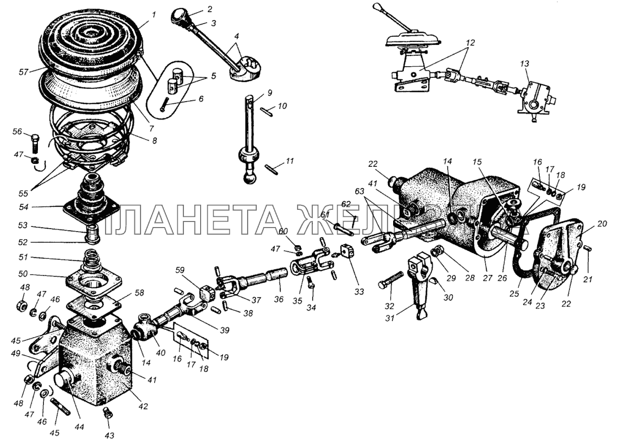 Рычаг и механизмы переключения передач МАЗ-504В МАЗ-504В