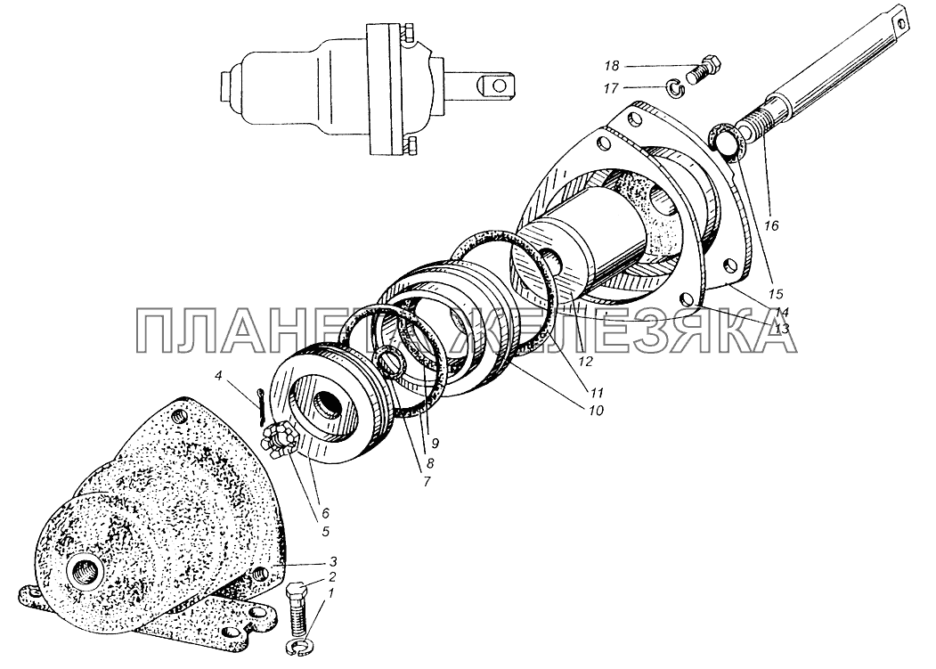 Цилиндр механизма переключения передач раздаточной коробки МАЗ-509А МАЗ-504В