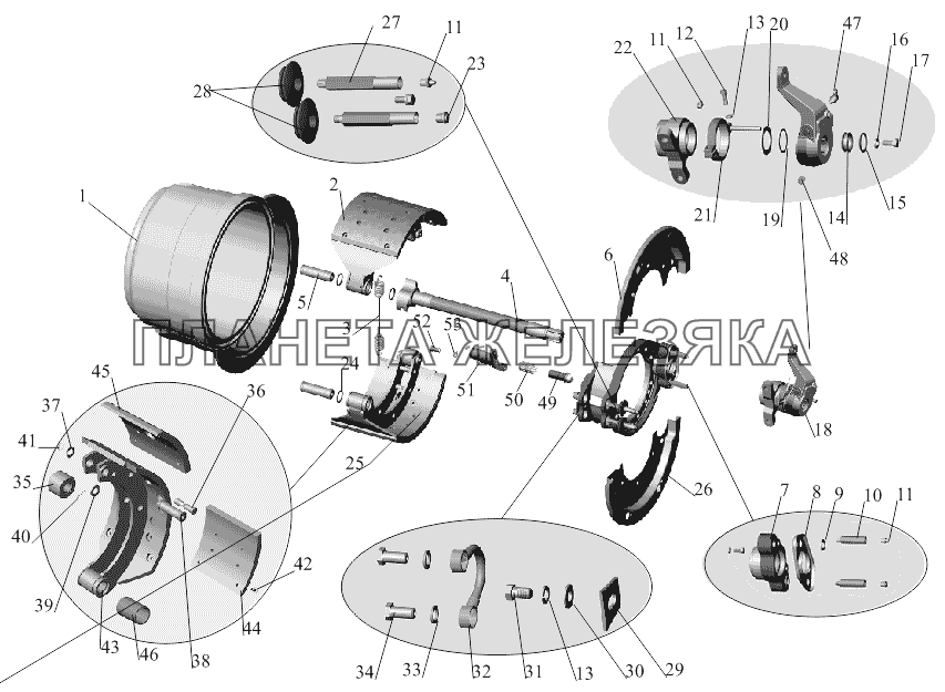 Тормозной механизм задних колес МАЗ-530905