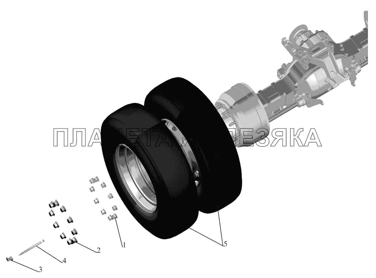 Установка задних колес МАЗ-530905
