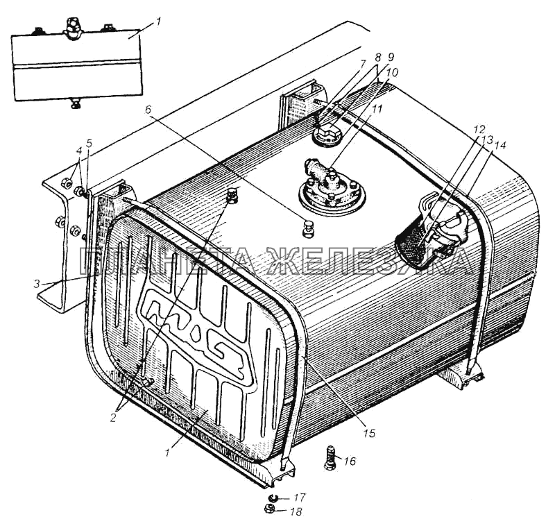 Бак топливный и его установка автомобилей МАЗ-5335, МАЗ-5549, МАЗ-5429 МАЗ-5335