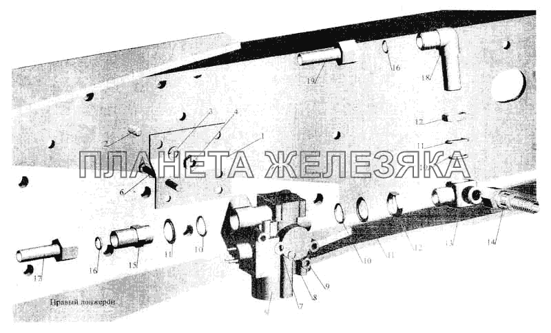 Установка задних модуляторов и присоединительной арматуры МАЗ-630303, МАЗ-630305, МАЗ-630308 МАЗ-5336