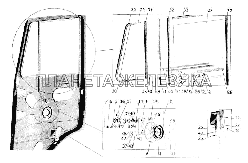 Установка стеклоподъемника и ручки стеклоподъемника МАЗ-5336