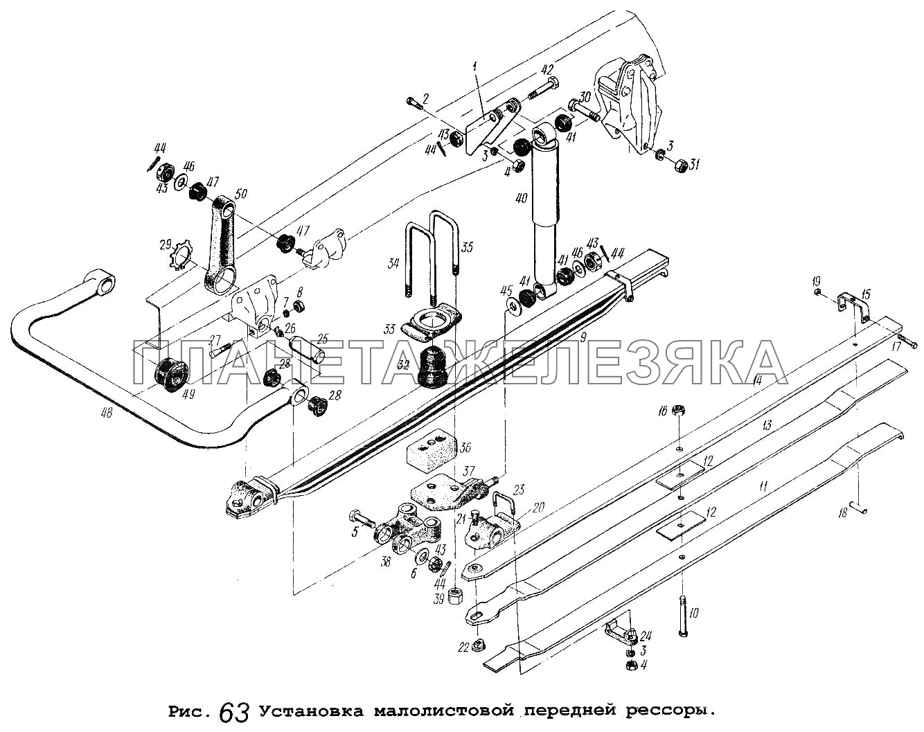 Установка малолистовой передней рессоры МАЗ-5337