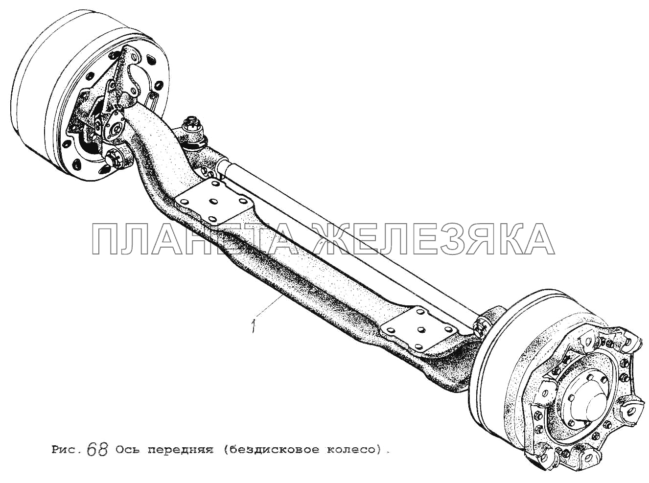 Ось передняя (бездисковое колесо) МАЗ-64229
