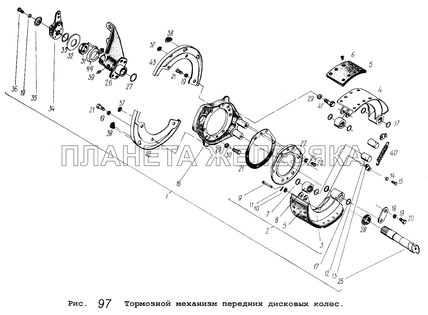 Тормозной механизм передних дисковых колес МАЗ-64229