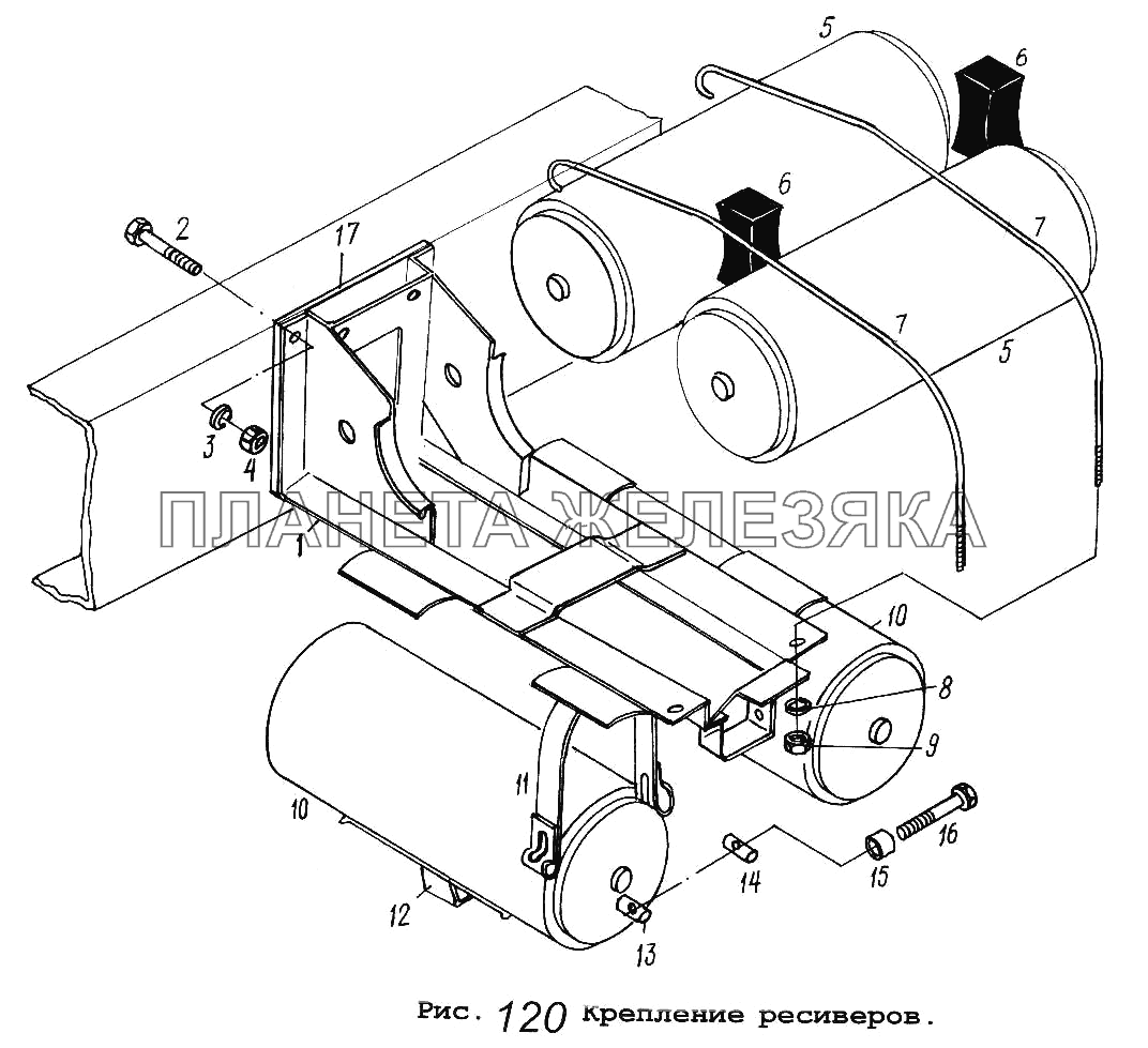 Крепление ресиверов МАЗ-64229