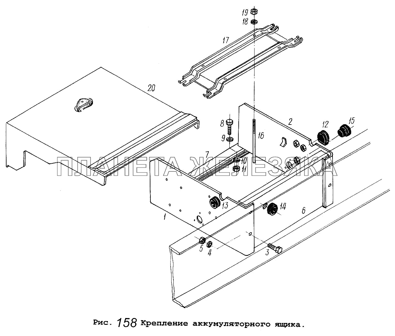 Крепление аккумуляторного ящика МАЗ-64229