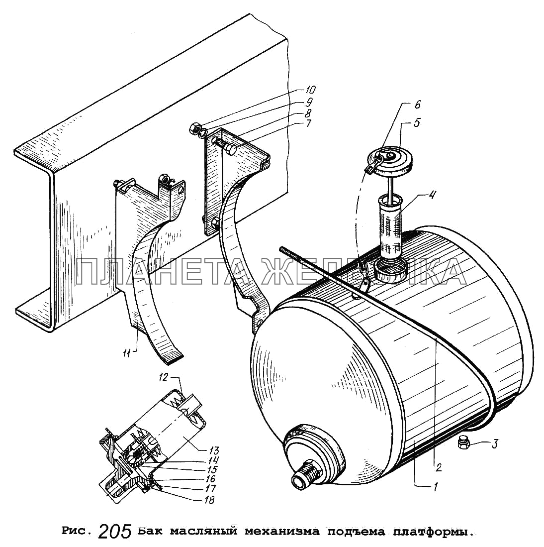 Бак масляный механизма подъема платформы МАЗ-5337