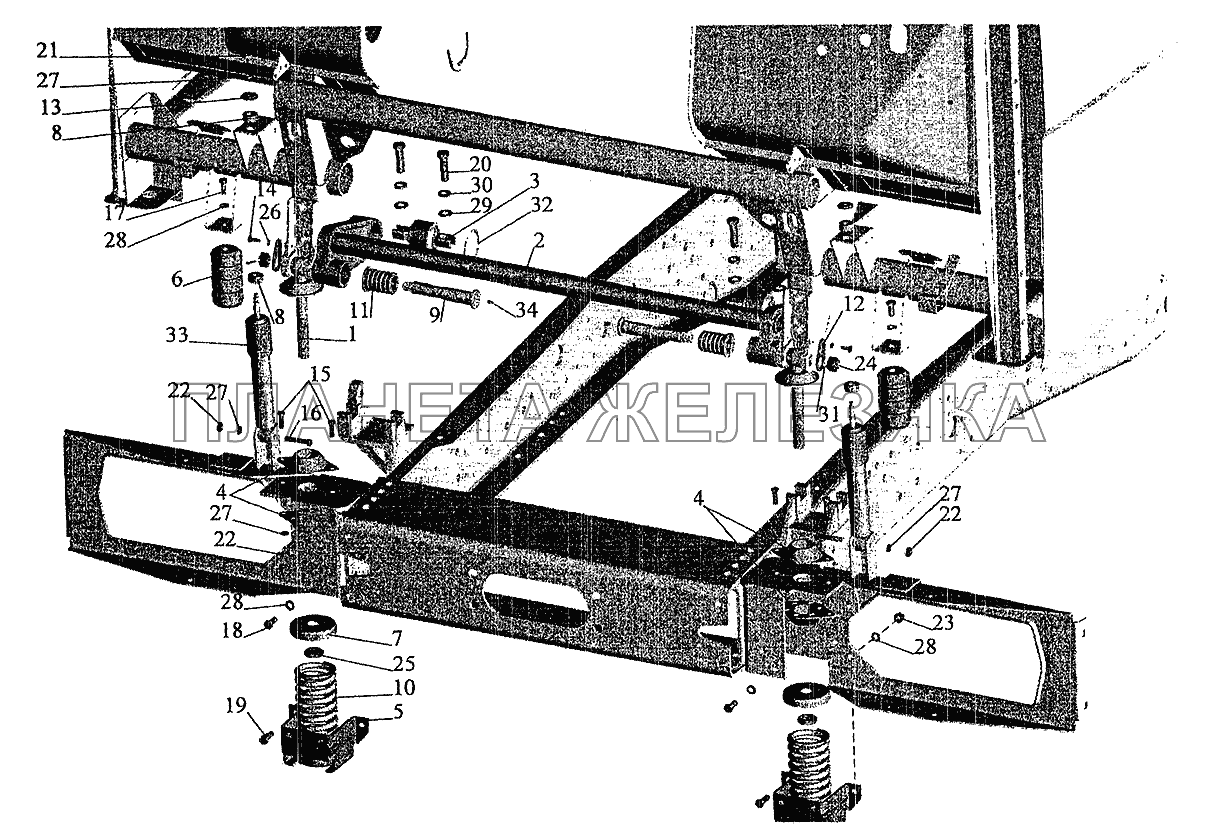 Переднее подрессоривание большой кабины МАЗ-5337 (2005)