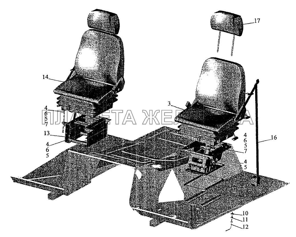 Установка и пневмопитание сидений МАЗ-5337 (2005)