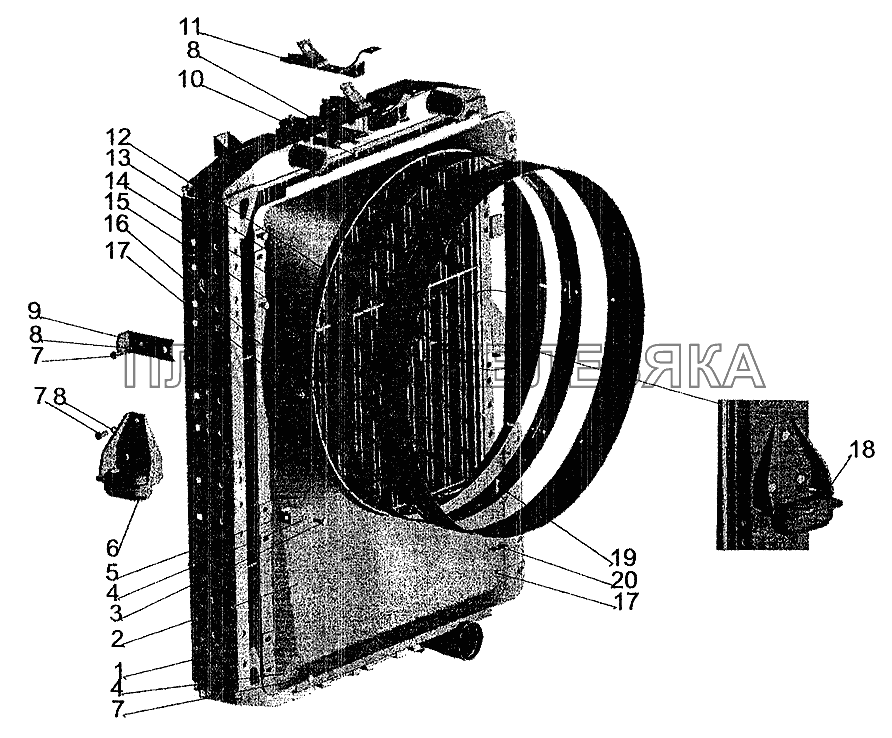 Радиатор с кожухом на МАЗ-533608, МАЗ-630308 МАЗ-5337 (2005)