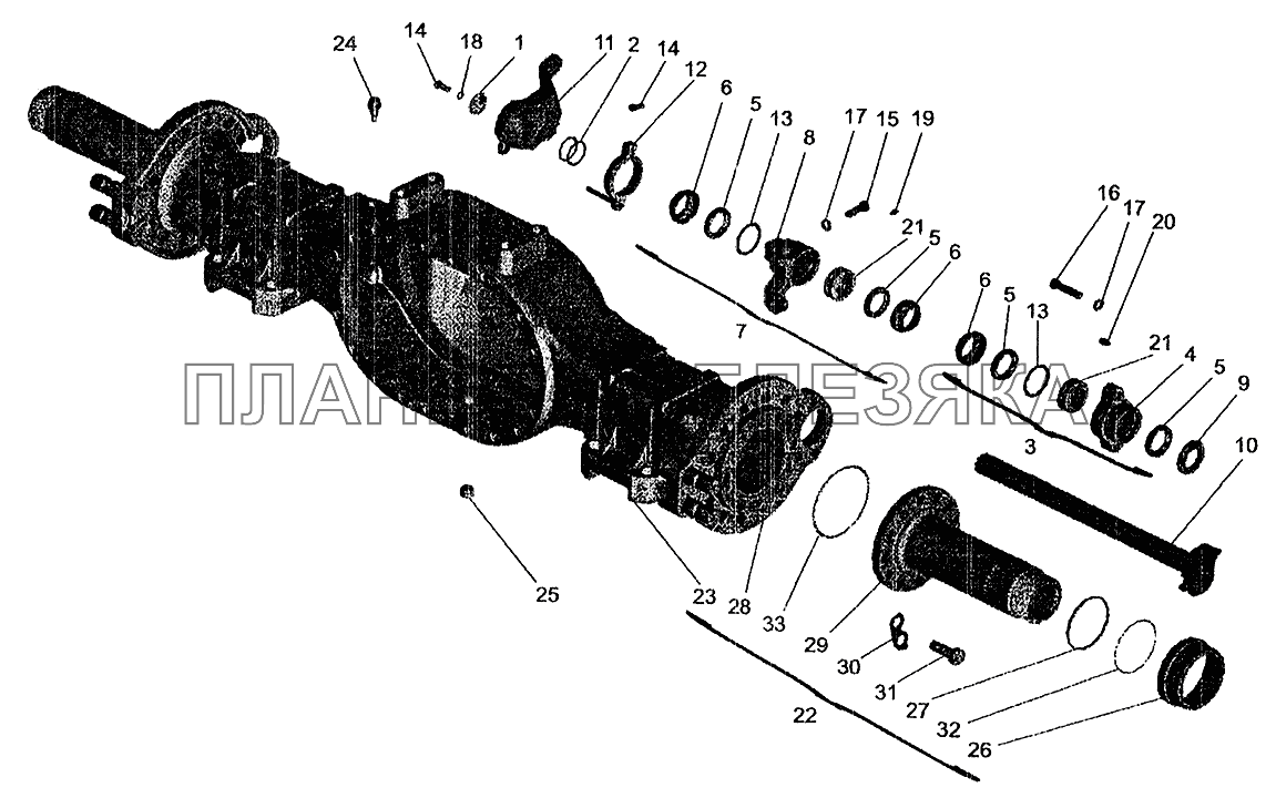 Картер мосла с приводом тормозного механизма (мост задний МАЗ-533608) МАЗ-5337 (2005)